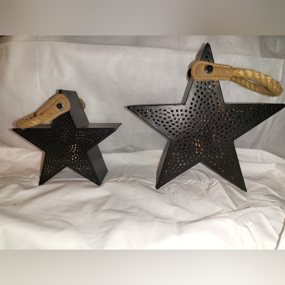 Hallmark Black Metal Stars Tea Light Holders, set of 2